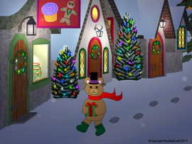 Teddy Bear Walking Through Town